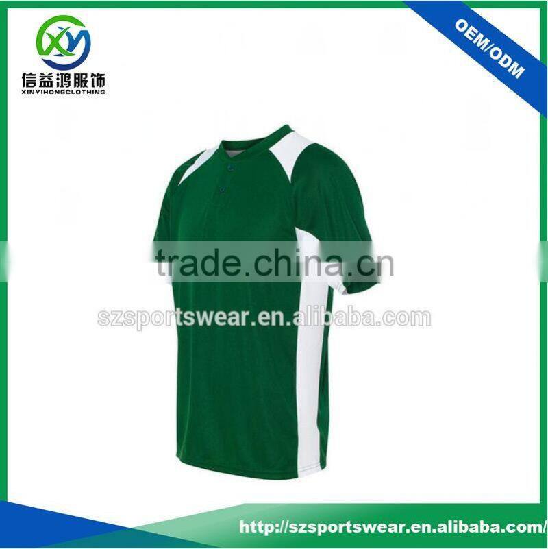 OEM design green white color 2 buttons v-neck men sport t-shirts