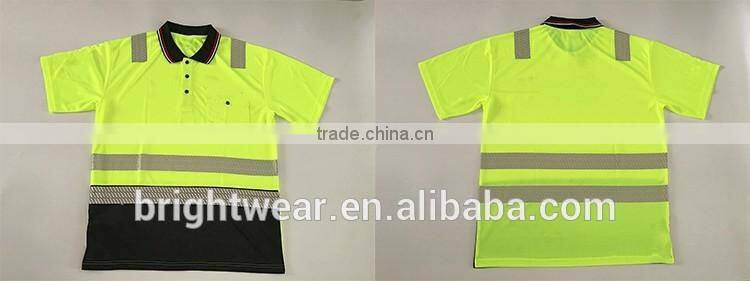 Mens two-tone flourescent AS/NZS high visibility reflective chinastar safety polo shirt