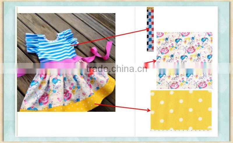 2017 baby girl party dress children frocks designs floral print short dress belt design children clothing