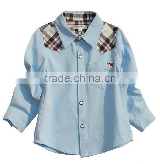 2017 long sleeve contrast color oxford kids or boys shirt