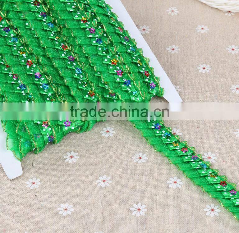 Hot Sale 2016 Fashion Flower Applique Sequin Lace Trimming