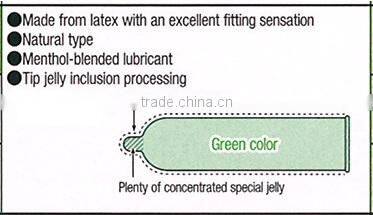 Japan Condom 'USU-USU MENTHOL 1000' --- inside top jelly-filled condom --- 12p Wholesale
