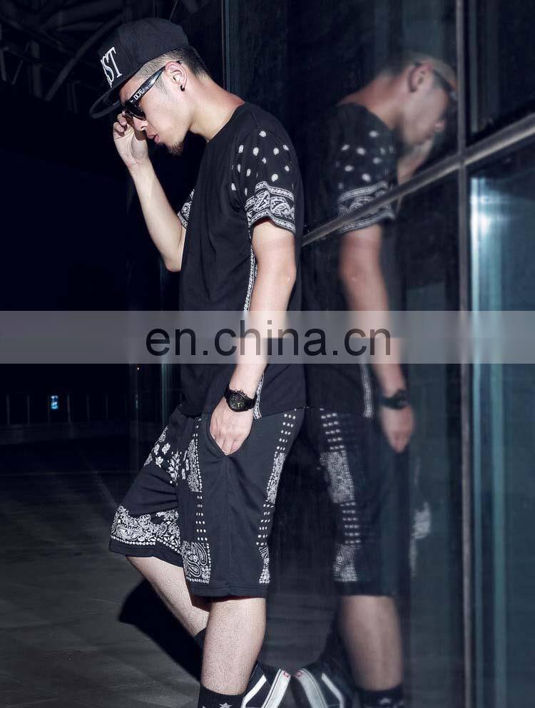 leather sleeves heat transfer logo 100% cotton longer men tshirt