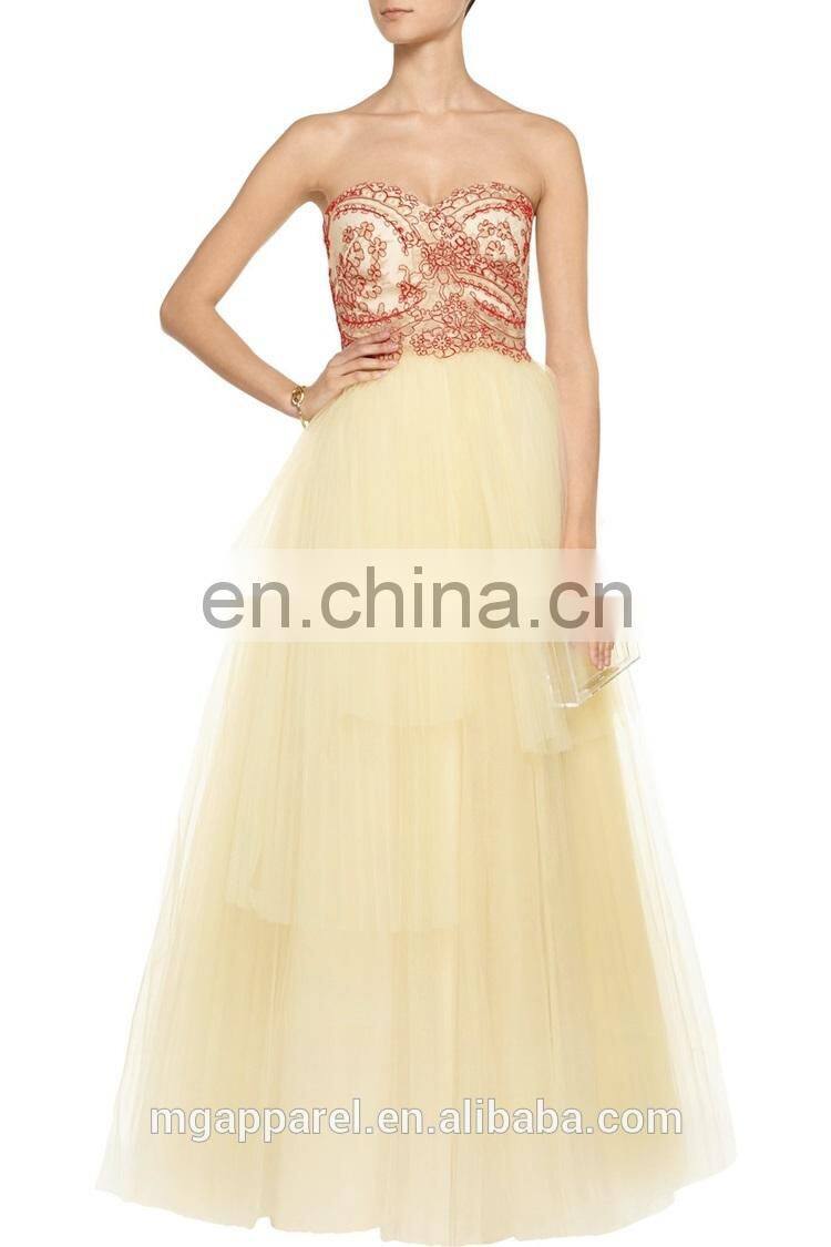 latest gown designs long prom ball tulle evening dress sexy strapless wedding bridal gown