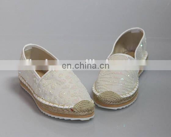 Wholesale fashion white lady casual shoes high heel espadrilles shoes 2016