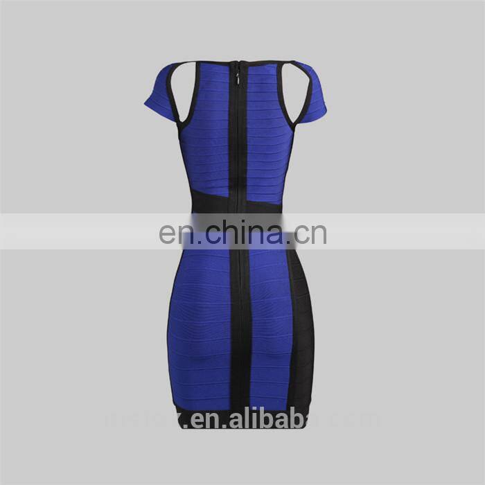 short sleeve bandage material ladies fashion night thailand dress