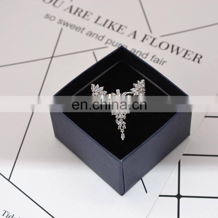 Exaggerated Feathers Zircon Ring Rhinestone Fashion Ladies Temperament Opening Ring