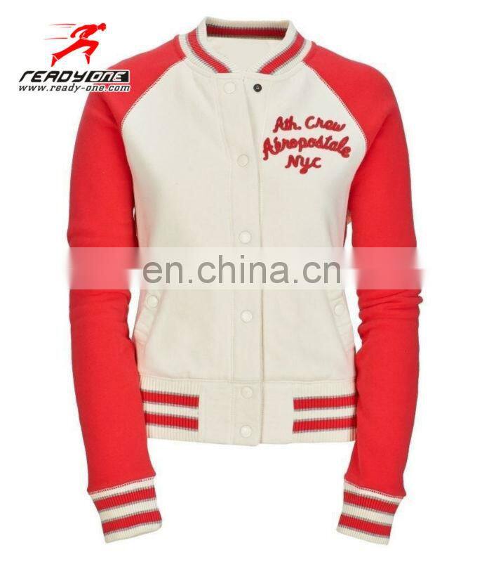 Red & white Varsity Jackets for man& women with embroidery