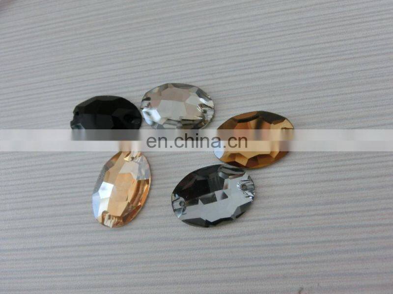 oval sew on glass flat back stone with holes china supplier sew on rhinestones