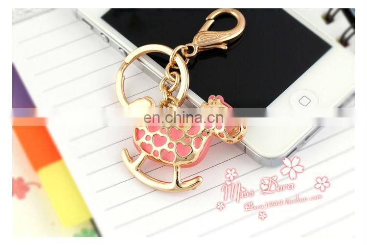 fashion luxury diamond keychains small rocking horse shaped keychain CD-KD025