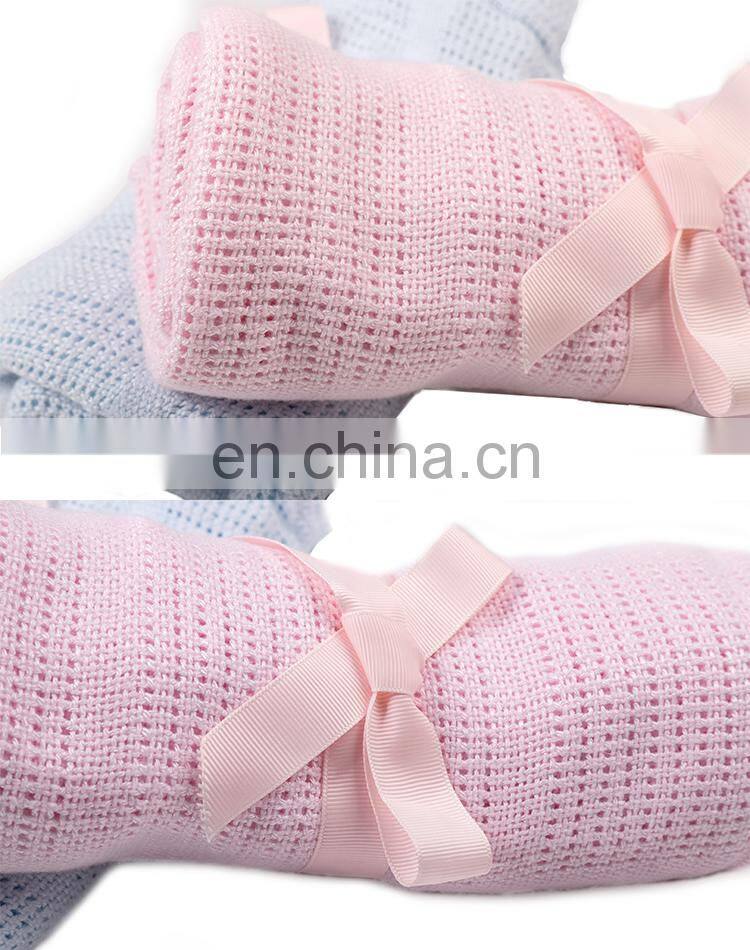 Low price cotton knit baby air-conditioner soft knitted throw muslin swaddle blankets bamboo blanket for kids