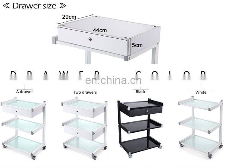 Pdt Beauty Machine Used Glass Salon Trolley 15/17kgs 1ctn/pcs White, Black 830*560*100 Mm 4 Pcs L587*W414*H808 Mm