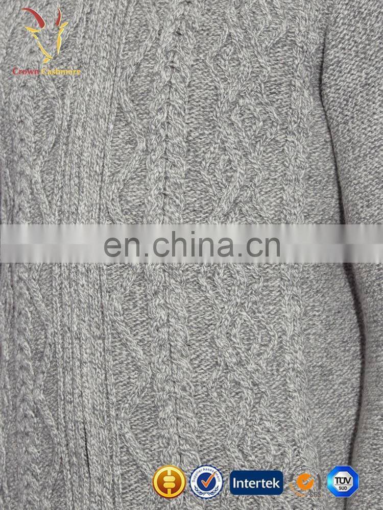 Men Cashmere Wool Turtle Neck Cable Cardigan