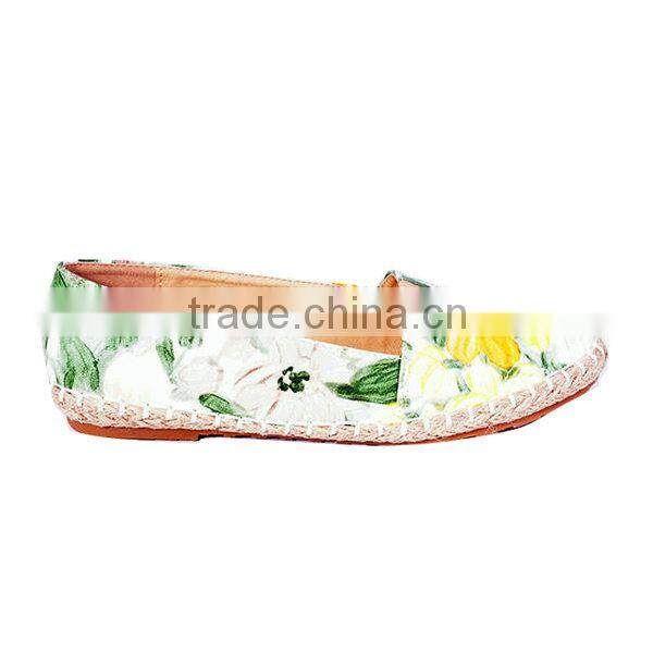 spring series linen flat shoes pretty girls flower design canvas shoes