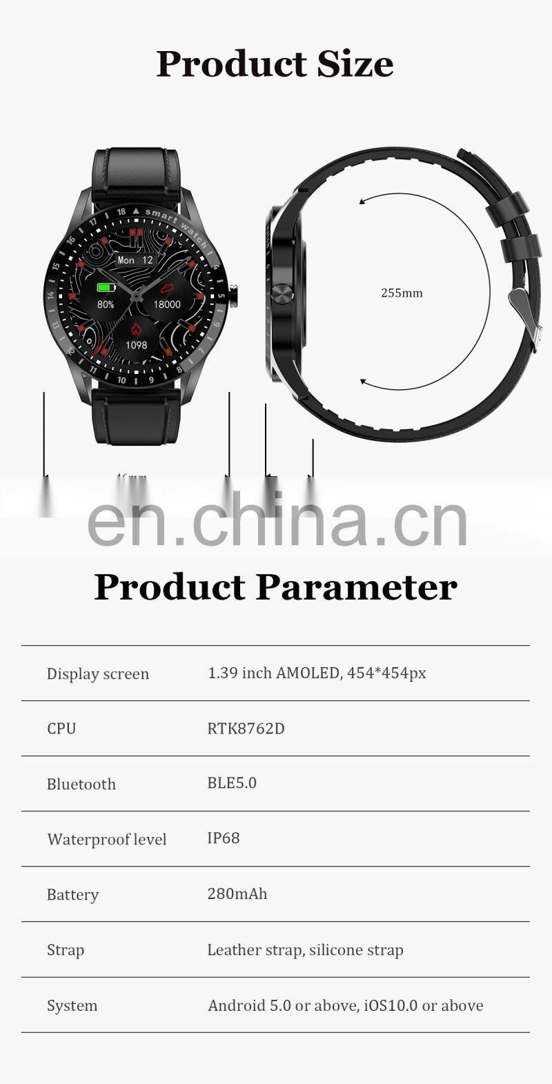 LA10 Mens Womens Fashion Smartwatch Blood Oxygen Heart Rate IP68 Waterproof Smart Watch Round Shape