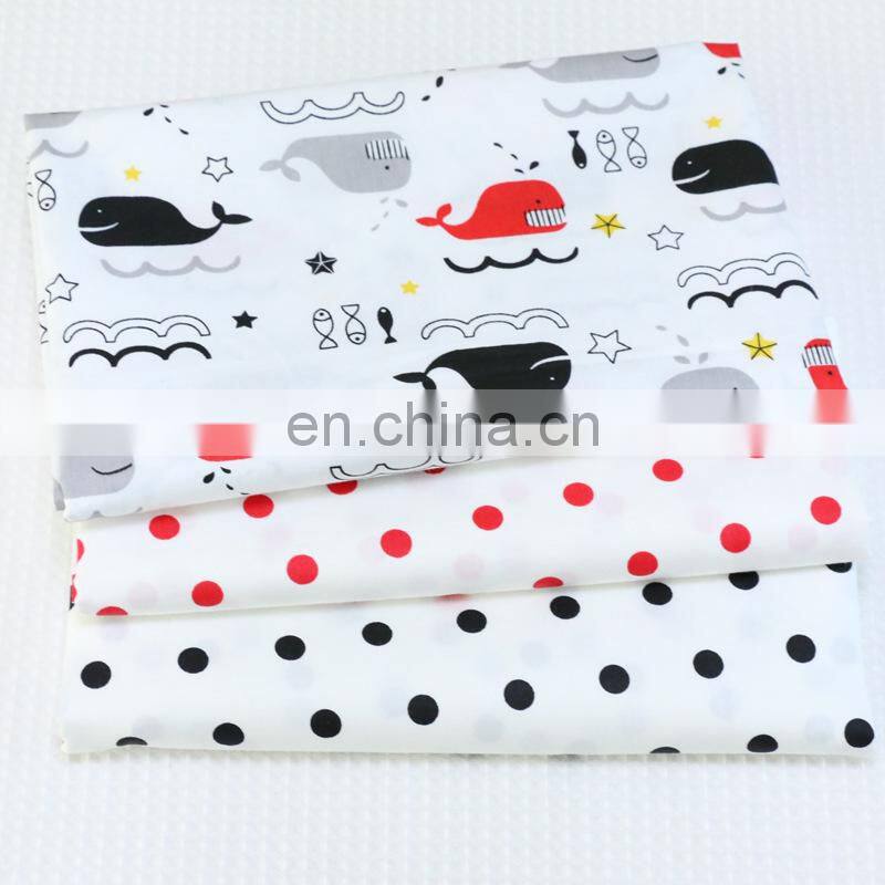 Cartoon little whale aqua dot AB printed fabric Kindergarten baby quilt cover cotton twill fabric