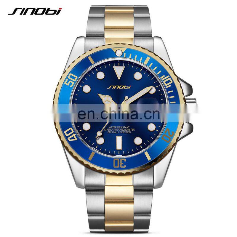 SINOBI Business Steel Watch Luxury Alloy Case Wristwatch Japan Quartz Watches Waterproof  3ATM S9721G Relogio Masculino