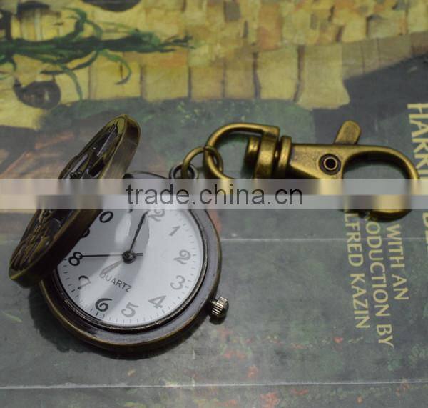 key watch with holder retro bronzed metal suit quartz pocket watch