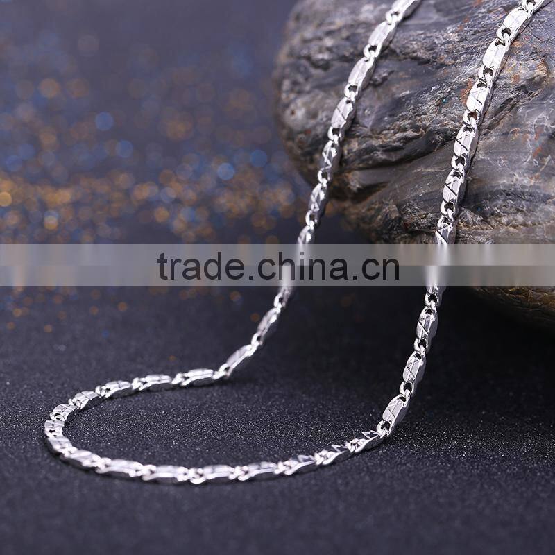 2015 funky chains rhodium plated brass diamond cut chain necklace jewellery