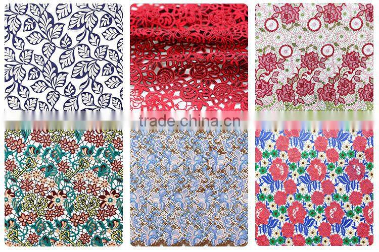Hot sale fashion orange maple leaves shape chemical lace embroidery fabric wholesale
