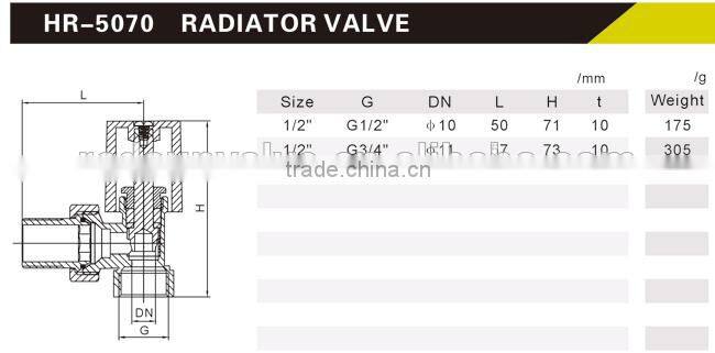 HR5070 brass drain angle chrome radiation valve