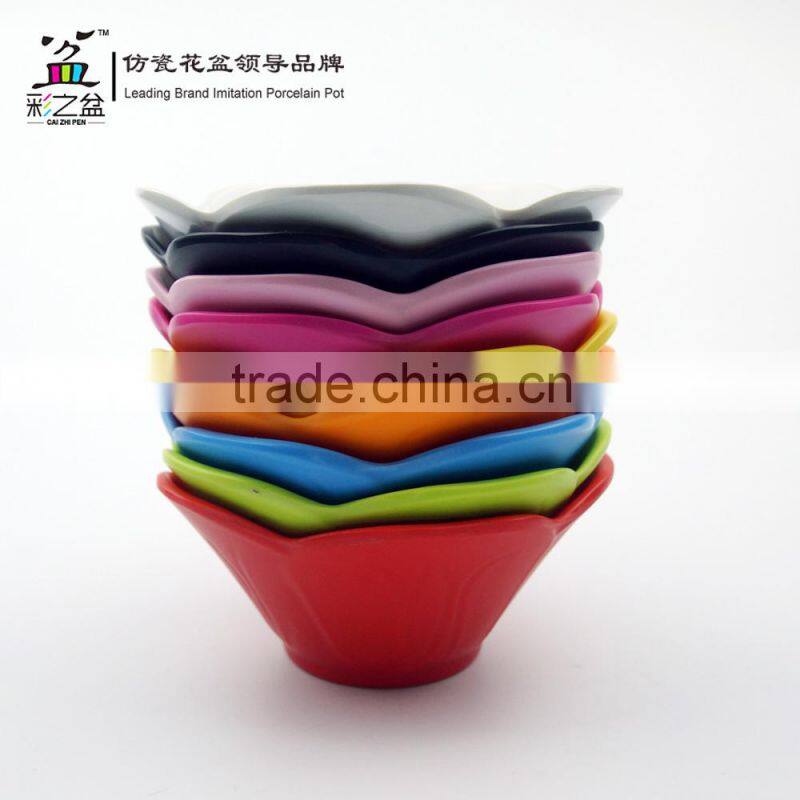 Hot sale small lotus shape melamine flower pot plastic flower pot 1412