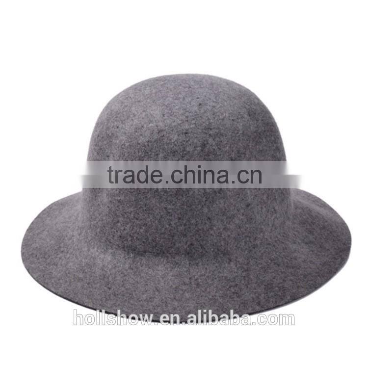 New Arrival Casual Vintage Elegant Lady Women Wide Brim Fedora Real Wool Hat