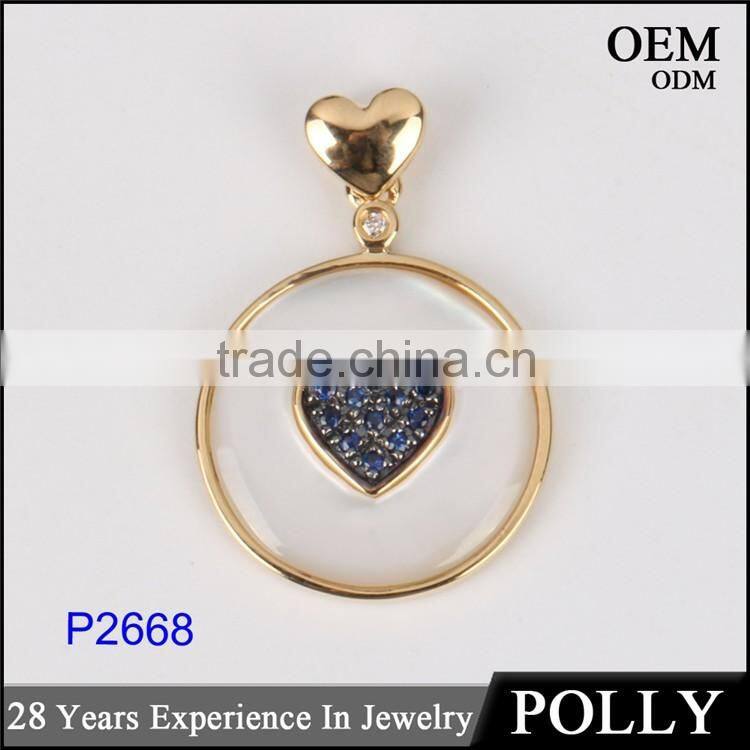 OEM fashion 925 sterling silver heart shape shell good plating pendant jewelry