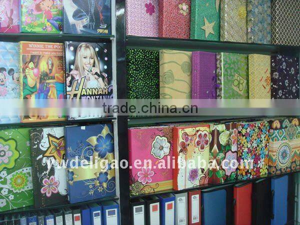 Apple Color Glitter Flower Pattern Cloth Wrapping Ring Binder Desktop File Folder for Office Stationery Cardboard