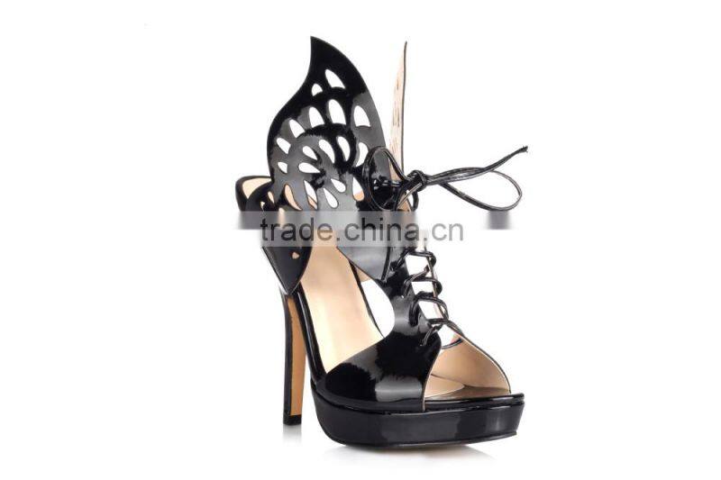 2015 Latest design lady shoes Party sexy women high heel shoes Black women sandals