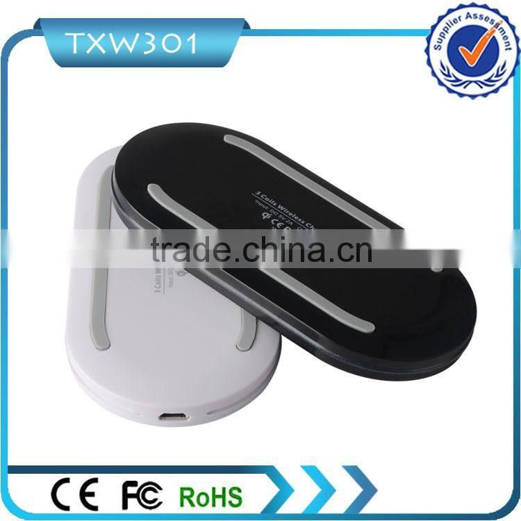 Good Quality Frosted Wireless Charger Three Coil For Iphone and Android
