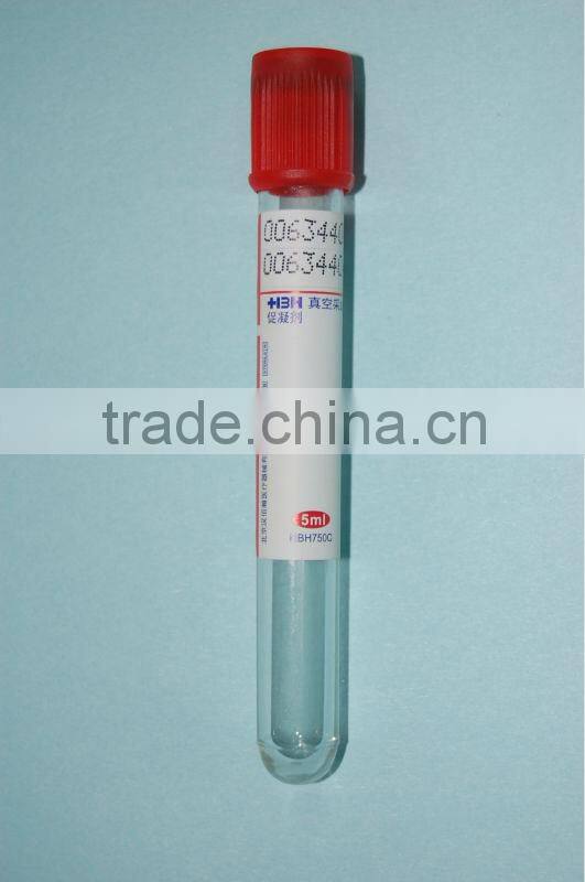 Red vacuum blood collection tubes with clot activator