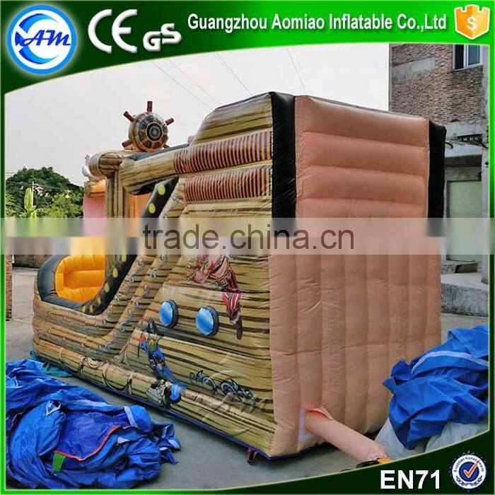 New style funny small indoor pirate ship inflatable dry slide for sale