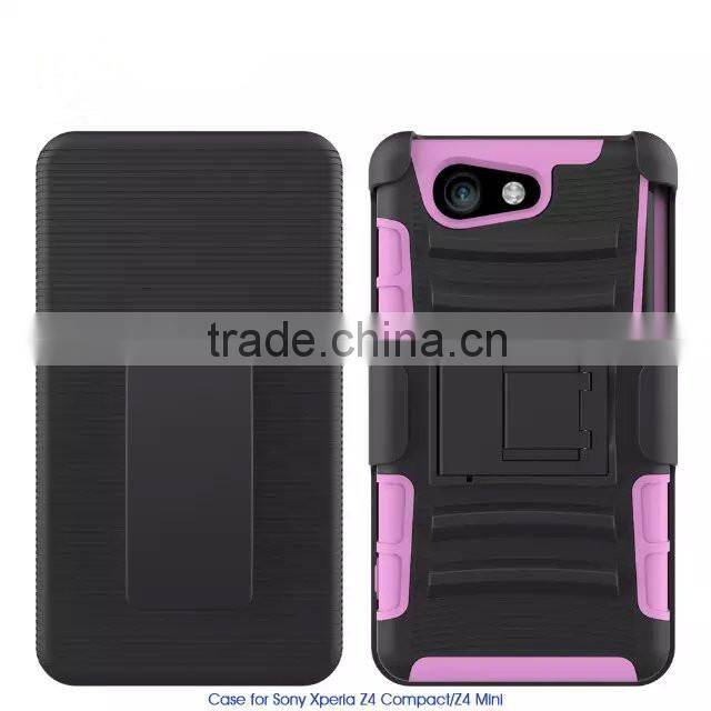 Keno Tough Rugged Layered Extreme Hybrid Belt Clip Holster Case for Sony Xperia Z4 Compact / Z4 Mini