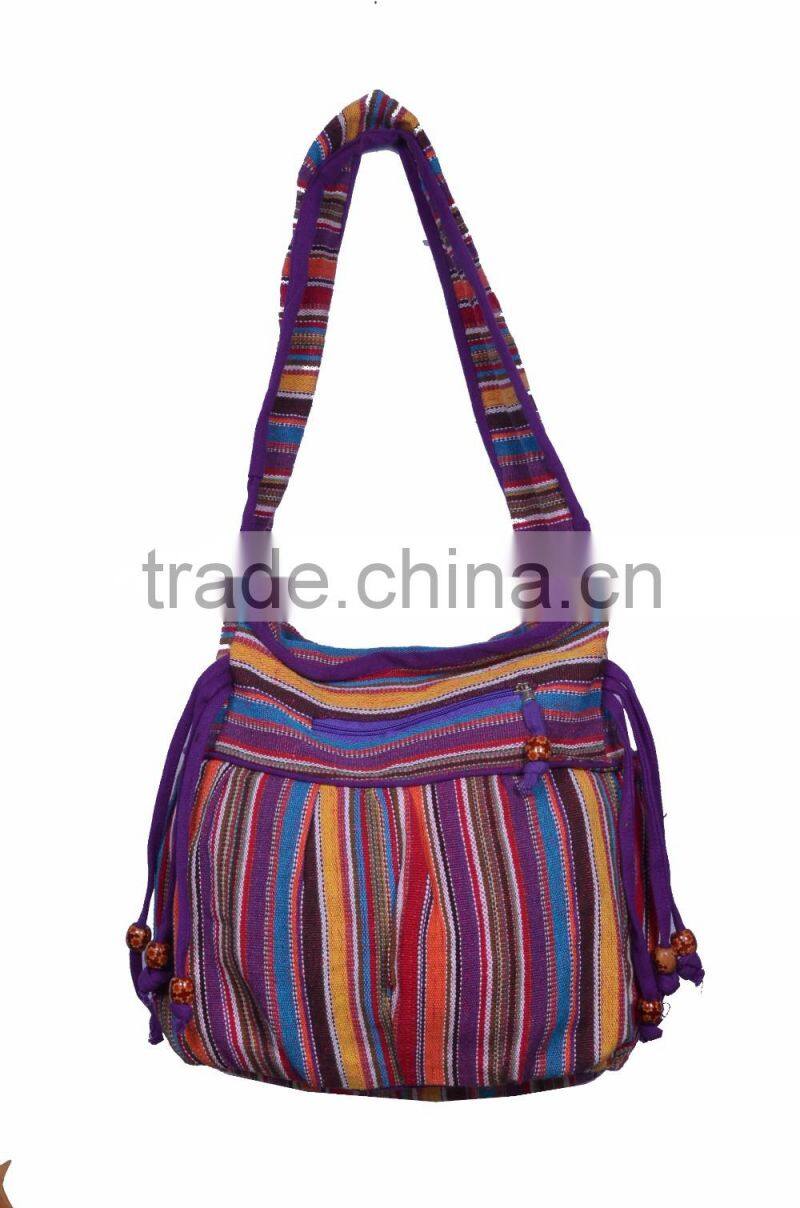 Cotton Canvas Fabric Patch Bag with bead