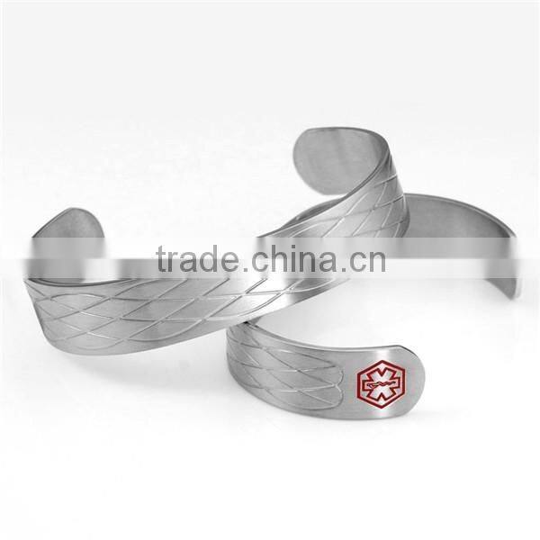 custom engrave id blank metal charm stainless steel bracelet