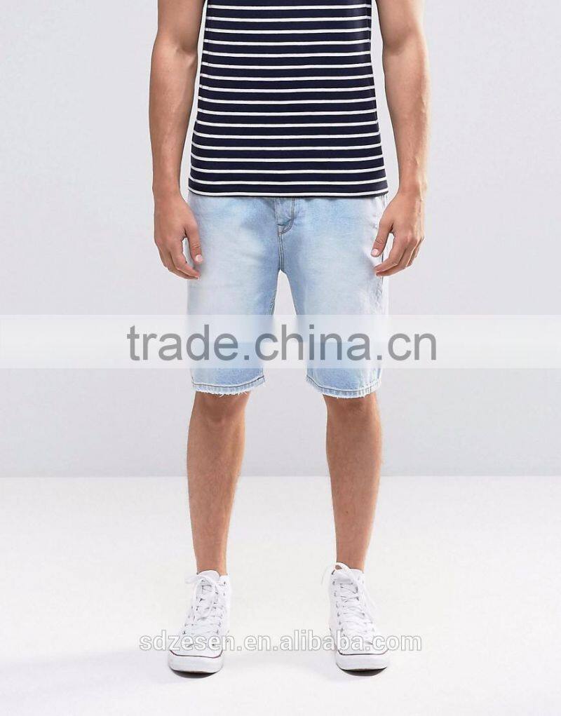 Wholesale Apparel Distressed Stretch Slim Bleach Wash Denim Jeans Shorts For Men
