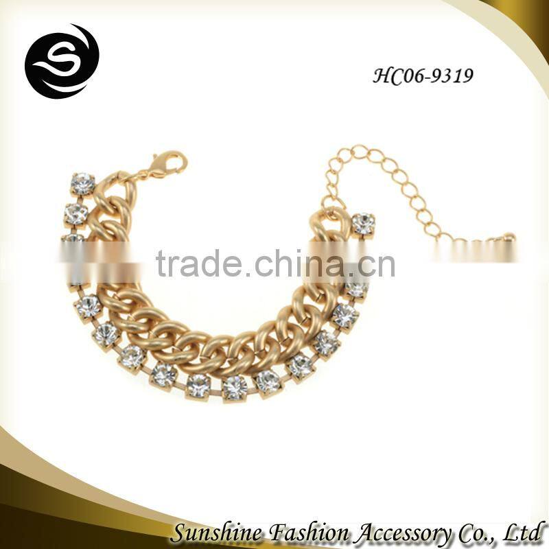Chain link bracelet for 2015 gold chains jewelry plated in gold bracelet hand chain manufactured in Yiwu China