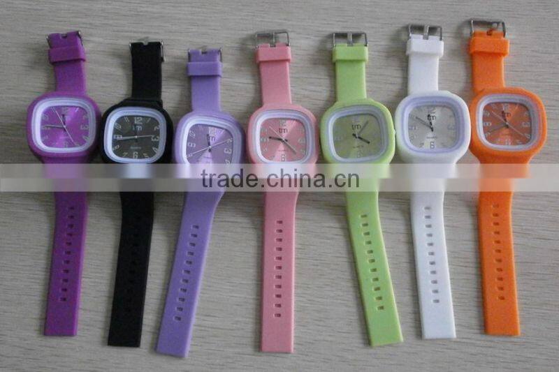 Colorfully silicone rubber watch bracelet for girls