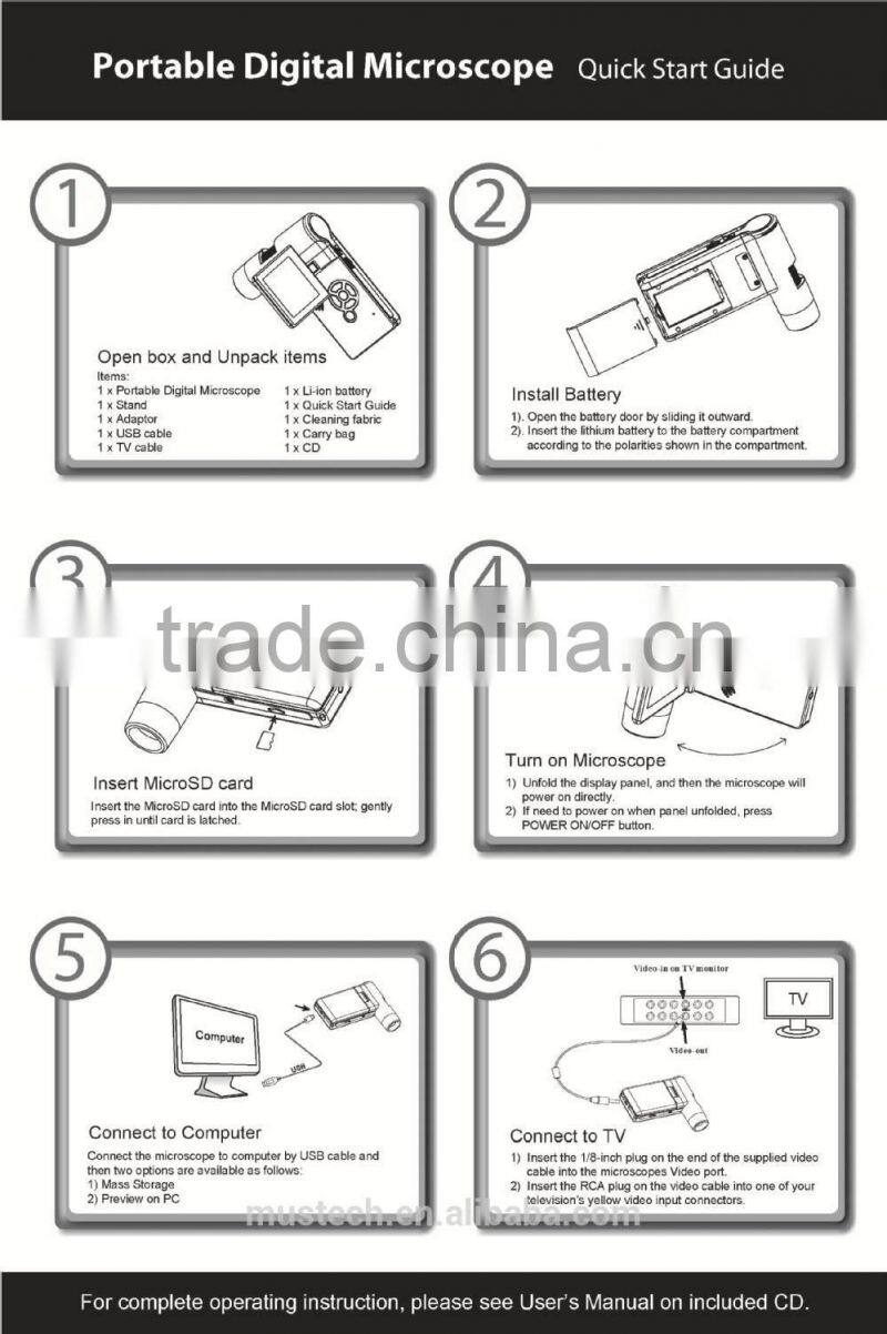 Portable handheld digital microscope with 3 inches LCD screen