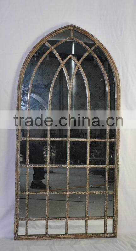 Antique decorative fancy metal framed wall mirror