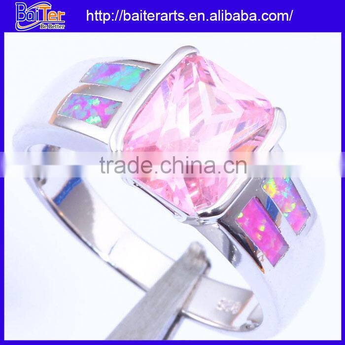 Hot !Custom 925 Sterling Silver Bridal Set Opal Engagement Rings