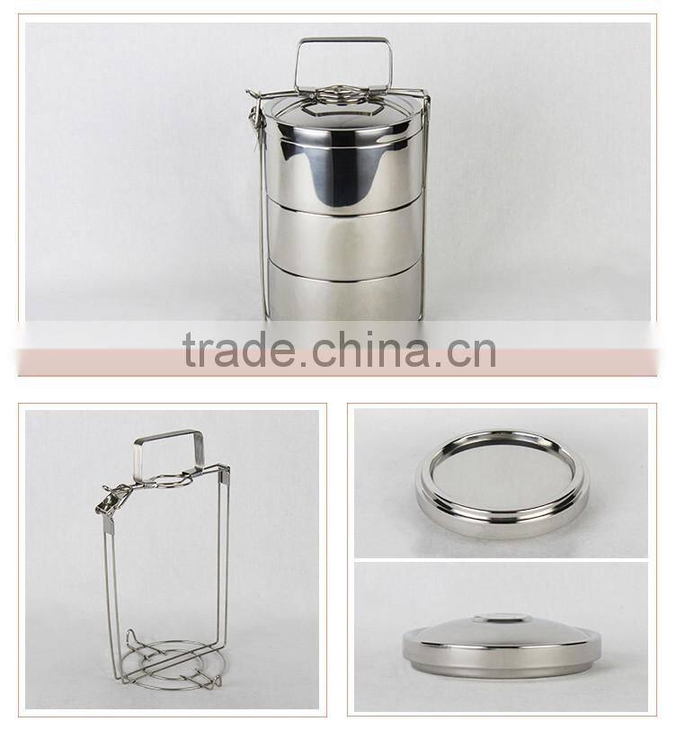 Allnice 3 tiers hot sale protable thermal food grade stainless steel lunch basket/lunch box