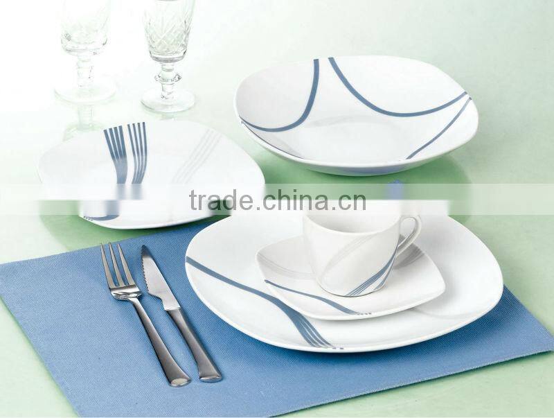 porcelain dinner plates 20PCS SQUARE SHAPE PORCELAIN DINNERWARE SET WESTERN STYLE CUT DESIGN DINNERWARE SET SDS316