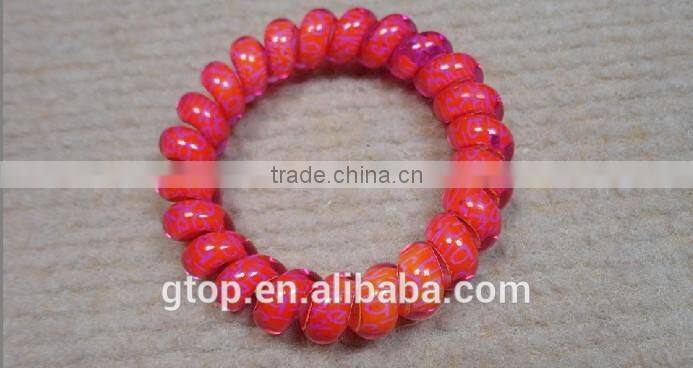 Plastic mixed color elastic quality candy cheap women telephone wire hair circle A-0004