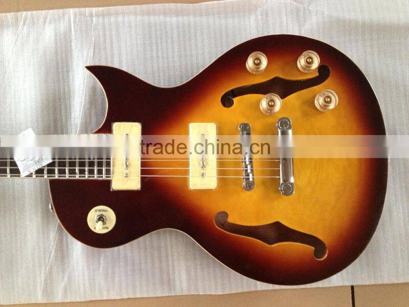 semi hollowbody guitar with P90 pickups Jazz eelctric guitar with F hole color can custom