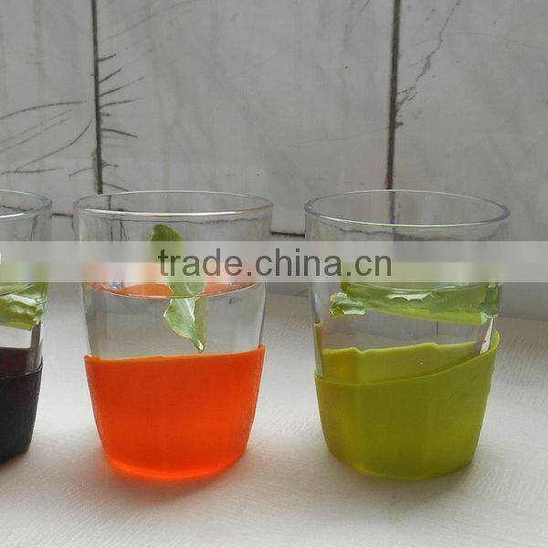 clear drinking glass tumbler with silicone sleeve