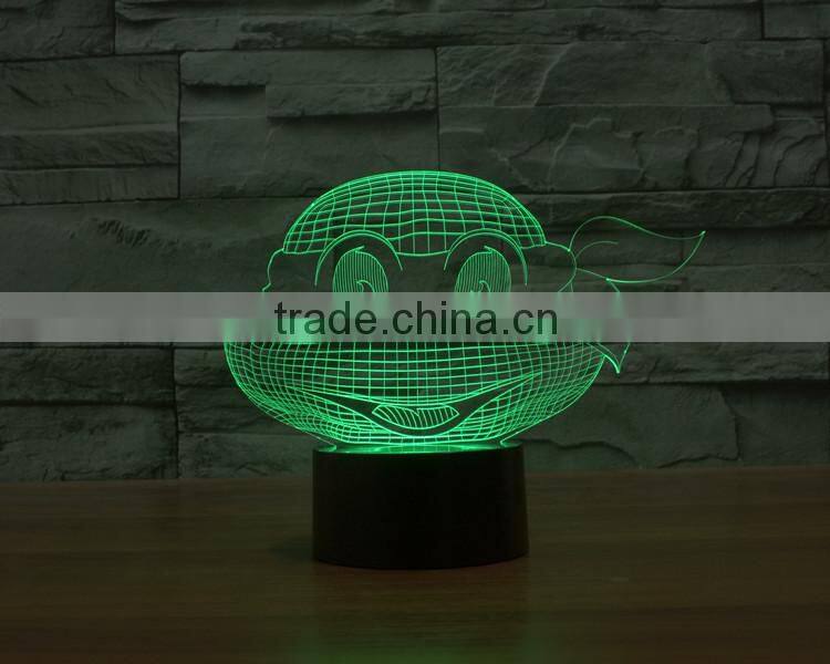 New Teenage Mutant Ninja Turtles colorful 3D LED lamp touch switch night light gradient visual illusion reading lamp Holiday