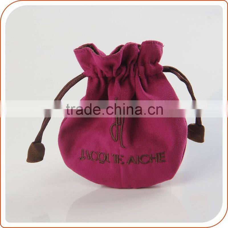 double drawstring pouch with custom printed logo small jewellery bag