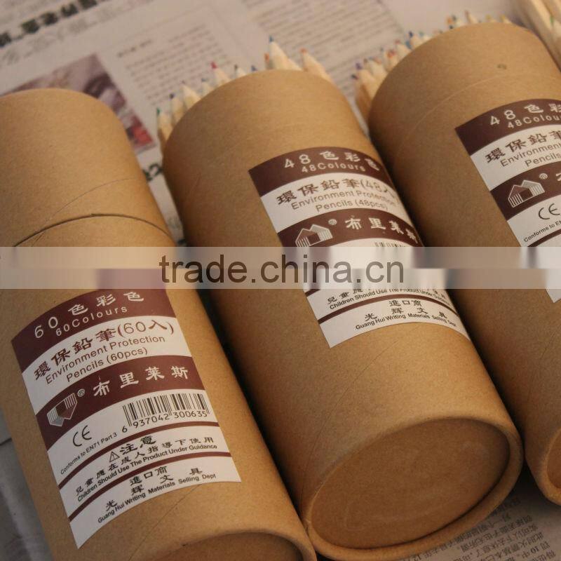 natural wooden color pencil in paper tube/ new products 2014 kids body hexagonal natural wooden color pencil set from china